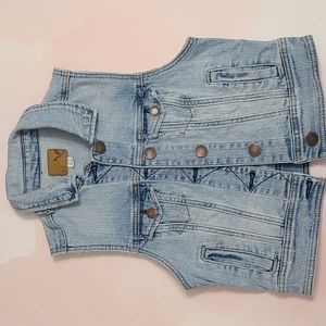 AE American Eagle Cropped Light Denim Vest XS
